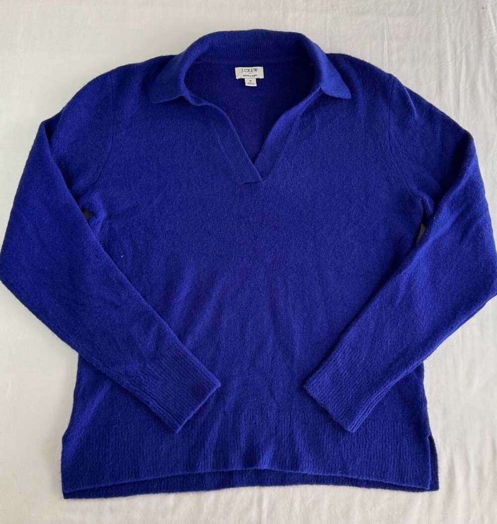 J. Crew Extra-Soft Sweater Polo Size S Blue Womens